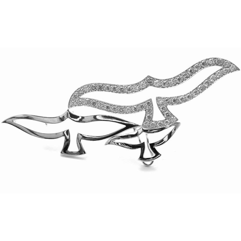 Rare! Authentic Cartier Bird 18k White Gold Diamond Pendant Pin Brooch